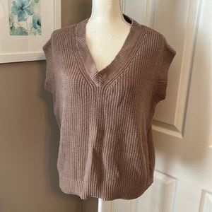 Marled Reunited Clothing Womens Beige Knit Sweater Vest Sleeveless Sweater L